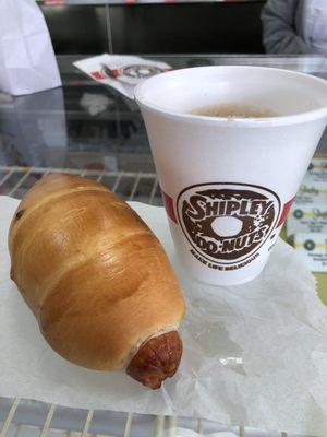 Freshly baked Kolache and a cappuccino.