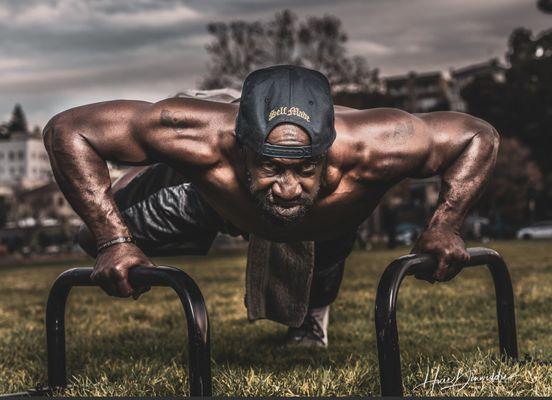 Workout in the park. This photo was featured in an Oakland newspaper.