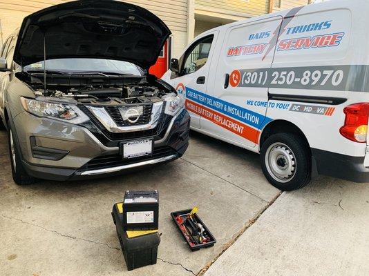 2017 Nissan Car Battery Replacement in Washington DC.