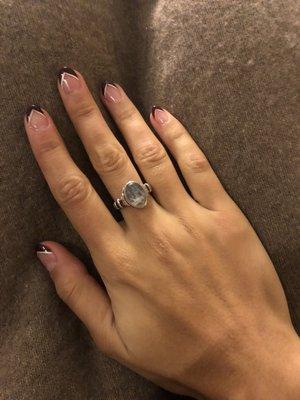 Burgundy French manicure