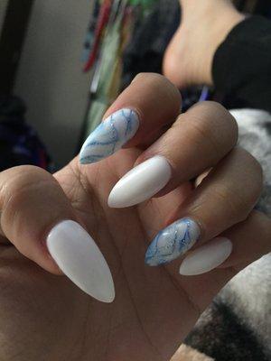 Dip Powder with Marble Nail Art