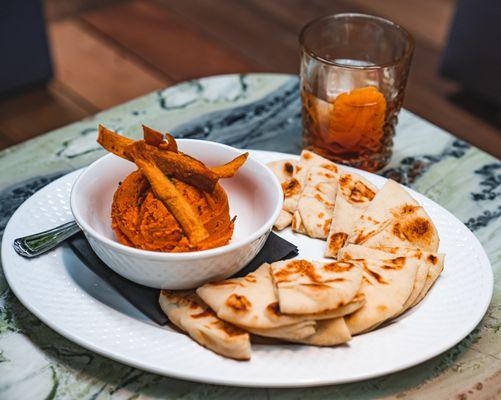 Vegan Heirloom Carrot Dip and the Otis cocktail