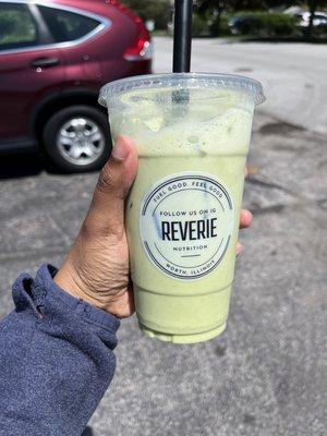 Iced pistachio matcha latte