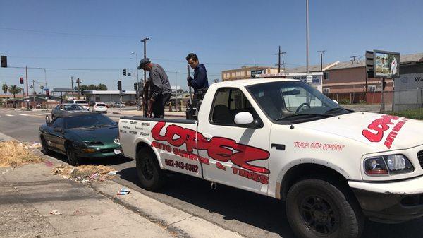 We offer "Road Side Assistance" lock outs, flat tire, blow outs, Jump starts, & more. Call Lopez when your care is hopeless.