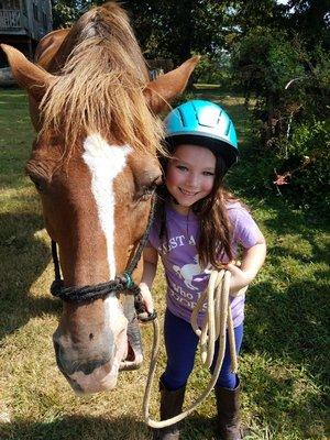 After a lovely ride on Tony. We offer riding at all levels and craft a horse experience just for you.