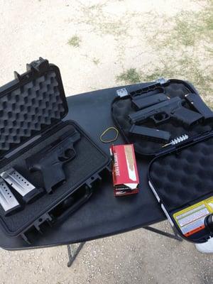 His (right) and hers (left) at the range.