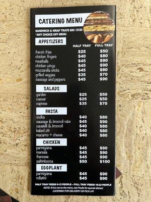 Catering menu