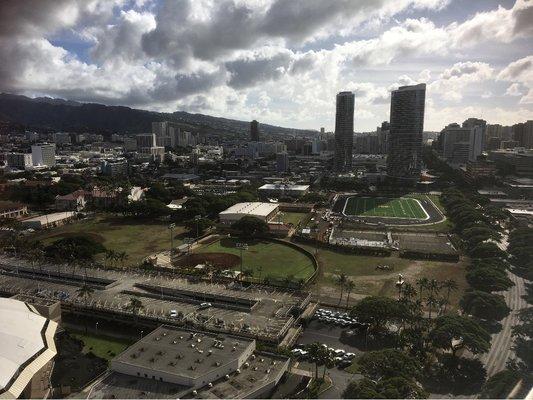 Another spectacular view from a unit in the 909 Kapiolani Blvd condominium.