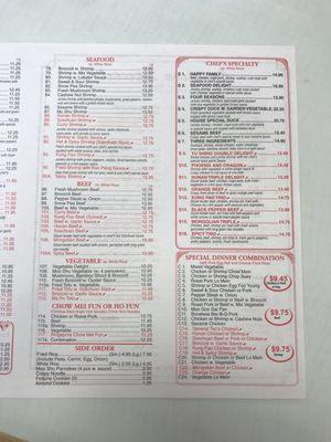 Updated menu, taken 05/05/2021