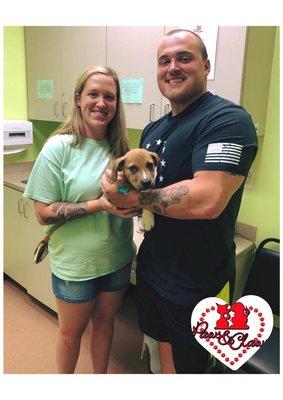 Sweet Jameson brought his people in today to show them how brave he is  Jameson came to get his second round of puppy vaccines with us!