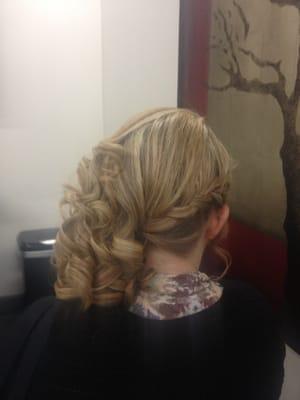 Back view- French braided to the side, side curls! PROM***