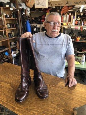 Owner with new boots