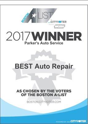 Voted best auto repair shop in Boston 2017 !