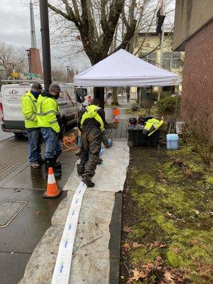 Preparing a CIPP sewer liner. Trenchless sewer repairs