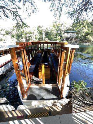 Glass-bottom boat for tours on Spring Lake