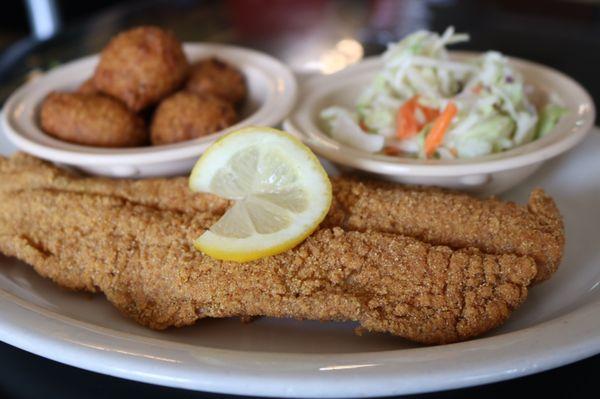 Whole Basa Fillet with Coleslaw and Hushpuppies