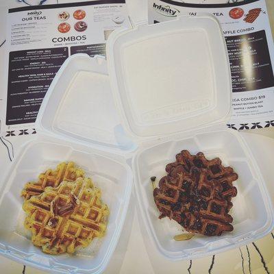 Orange Cinnamon Roll and Triple Chocolate Waffles