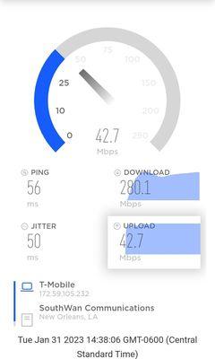 280 Mbps download speed