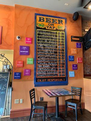 Groovy decor and tap list.