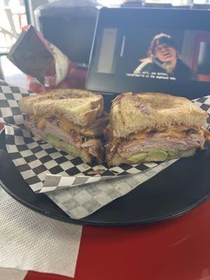 Turkey, bacon, avocado melt