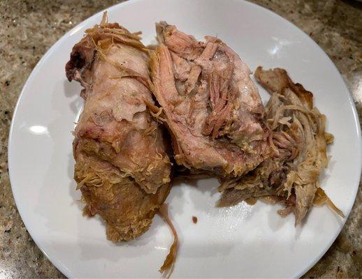 1/2lb if carnitas. Tender, moist, and flavorful!