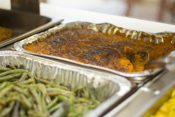 Whipped yams & fresh cut string beans