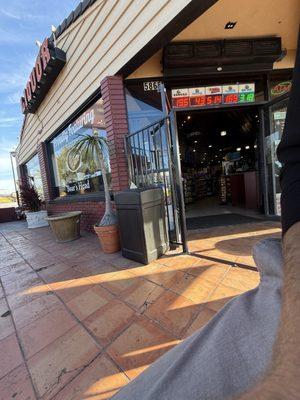 Front door and outdoor dining area