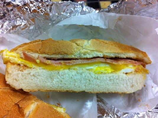 Just about the saddest ham, egg and cheese I've seen unfortunately..$3.50