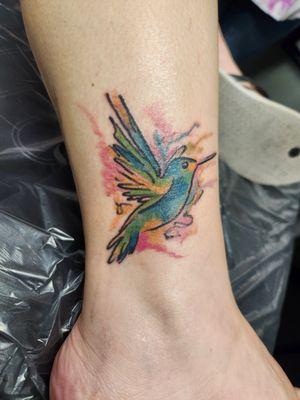 Humming bird on ankle