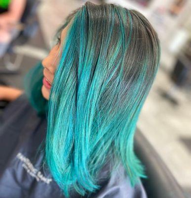 Color and cut by stylist Jessica