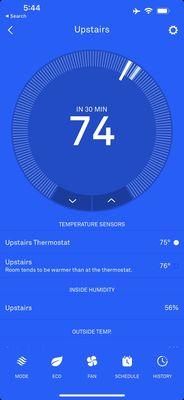 Thermostat reading after 6 hours of run