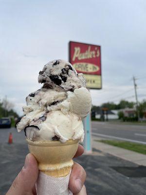 Panda Paws (vanilla ice cream, peanut butter filled chocolate chunks, and fudge swirl)