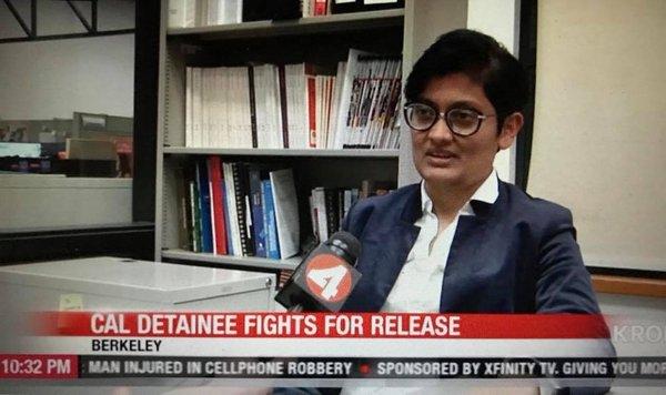 Prerna Lal on KRON 4 news fighting for the release of their client from detention