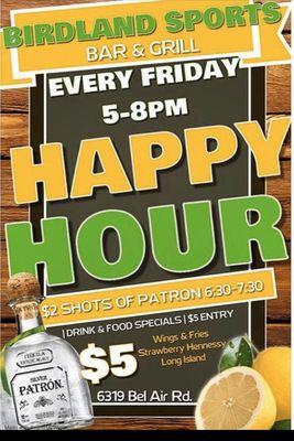 Happy Friday come relax with good food and music Happy hour every Friday