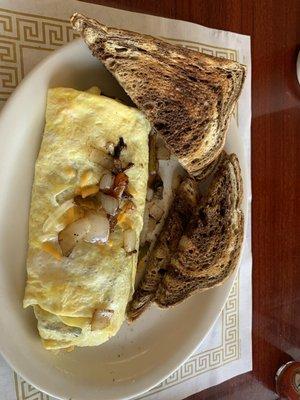 My veggie omelette with toast