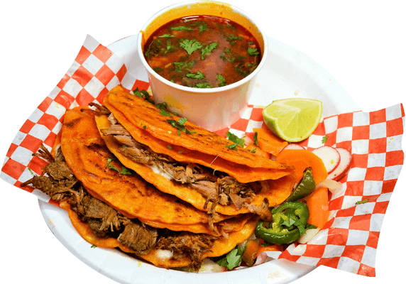 Birria Quesadilla with consomme