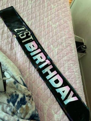 Birthday sash that doesn't light up