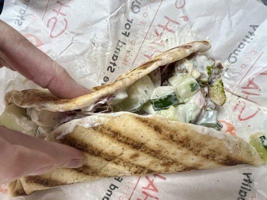 The lamb gyro.  It's non traditional, but good.