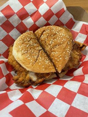 "Dave's Zooper" (breaded pork tenderloin sandwich)