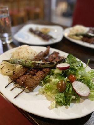 Lamb Shish Kabob Plate ($34), ordered the meat cooked medium rare.