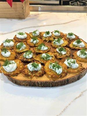 Scallion Latkes With Fresh Dill Crema