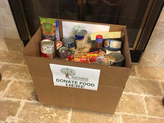 Our patients are so generous! All the food collected goes to hungry families this holiday season through The San Diego Food Bank.