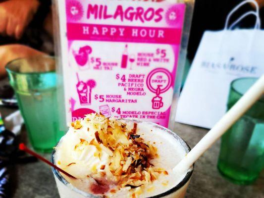 We didn't make "Happy Hour" but we did enjoy the creative drink menu with a late lunch at Milagros