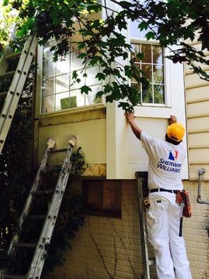 Exterior wood repairs and painting.