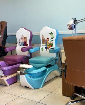 Small lounge chairs for kids at Best Nails for pedicures.