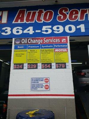 Oil change services are fairly cheap too