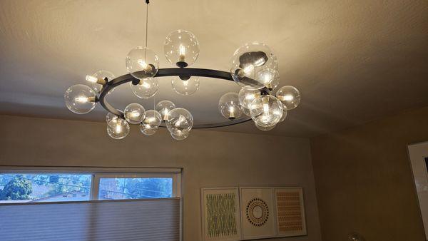 Chandelier installed this week