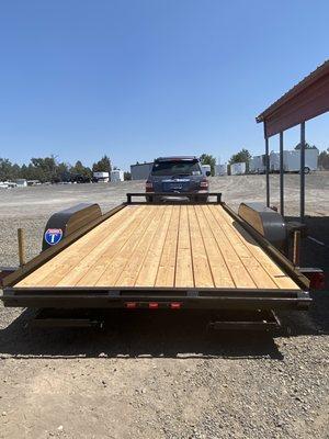 Our new trailer for towing our car behind our RV.