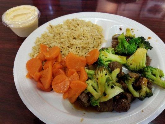 Teriyaki Steak with Brocolli, Sweet Carrots & Fried Rice. Does this look like $11 worth of food to you?