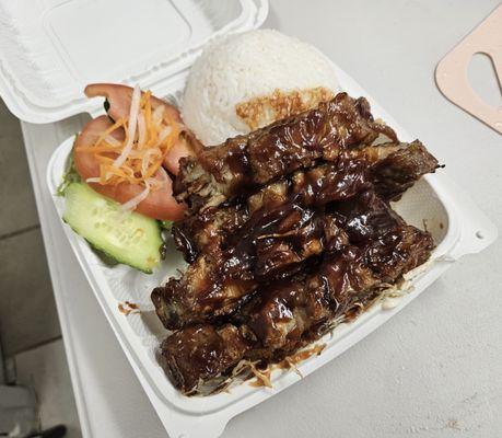 BBQ Marinated Ribs Plate w/ Rice